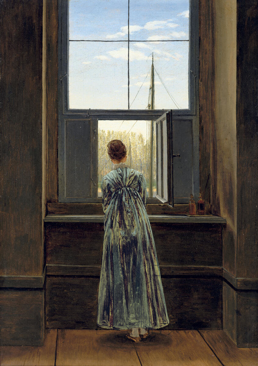   Una figura immobile che guarda oltre, verso qualcosa che ancora non si vede. È un'immagine di attesa e di speranza discreta. Molto coerente con il finale del Winter's Tale: dopo anni di dolore, qualcosa si riapre.